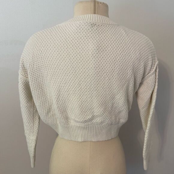 Sincerely Jules Cream Waffle Knit Button Front Cardigan Size Small - Picture 4 of 6